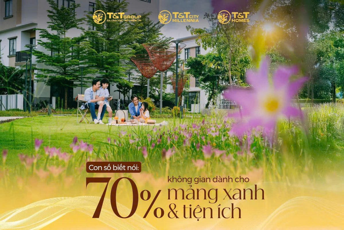 70% mảng xanh va tiện ich tại T&T City Millennia